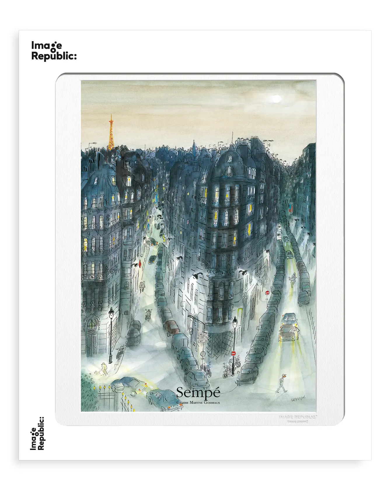 法國Image Republic 畫報/ 插畫家Jean-Jacques Sempé系列/ 夜晚的巴黎/ 40X50CM